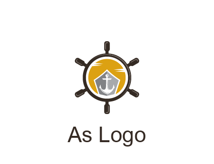 anchor in ship wheel travel logo