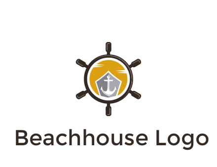 anchor in ship wheel travel logo