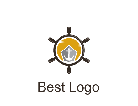 anchor in ship wheel travel logo