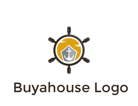 anchor in ship wheel travel logo