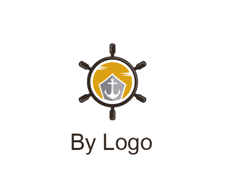 anchor in ship wheel travel logo