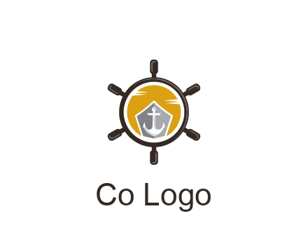 anchor in ship wheel travel logo