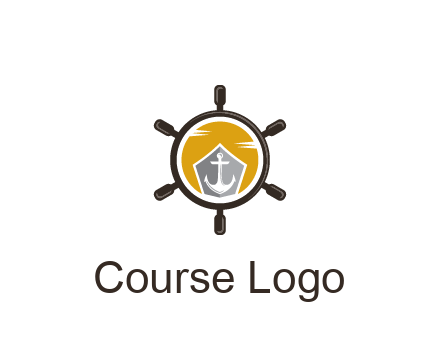 anchor in ship wheel travel logo