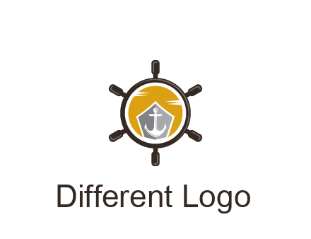 anchor in ship wheel travel logo