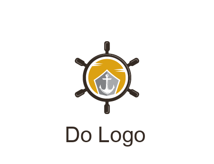 anchor in ship wheel travel logo