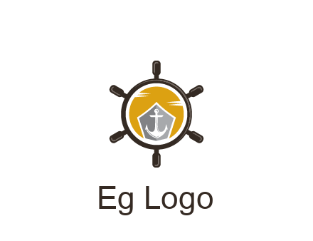 anchor in ship wheel travel logo