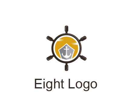 anchor in ship wheel travel logo