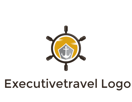 anchor in ship wheel travel logo