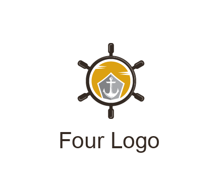 anchor in ship wheel travel logo