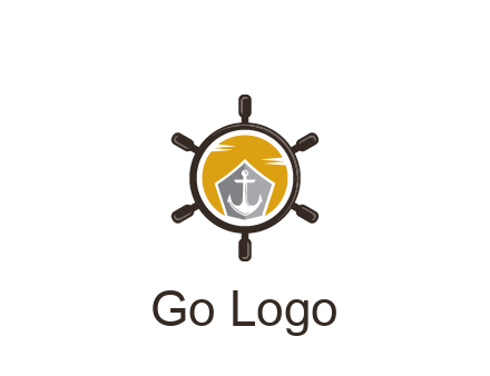 anchor in ship wheel travel logo