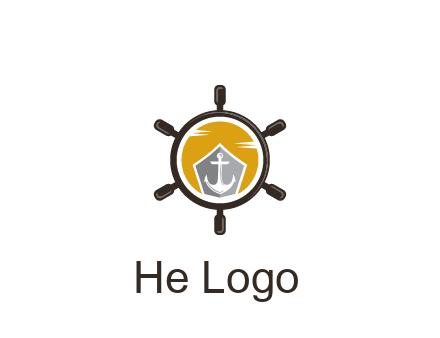 anchor in ship wheel travel logo