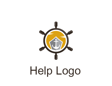 anchor in ship wheel travel logo