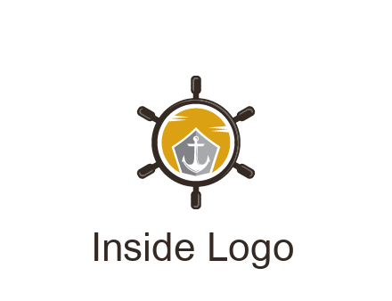 anchor in ship wheel travel logo