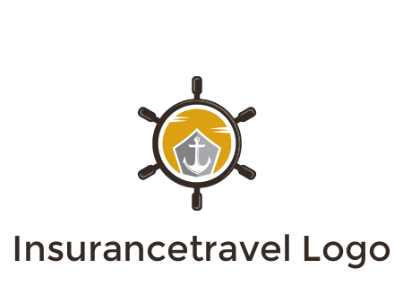 anchor in ship wheel travel logo