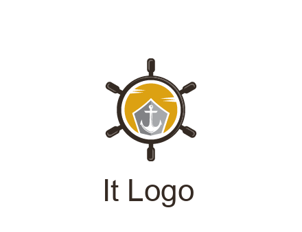 anchor in ship wheel travel logo