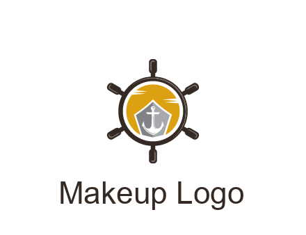 anchor in ship wheel travel logo