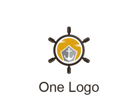 anchor in ship wheel travel logo