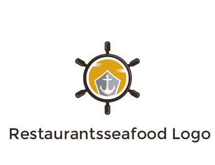 anchor in ship wheel travel logo