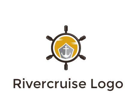 anchor in ship wheel travel logo