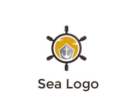 anchor in ship wheel travel logo