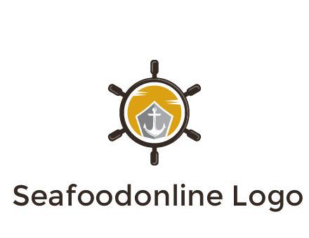 anchor in ship wheel travel logo