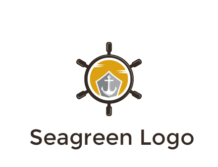 anchor in ship wheel travel logo