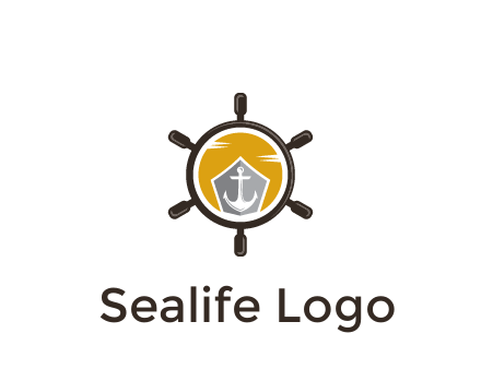 anchor in ship wheel travel logo