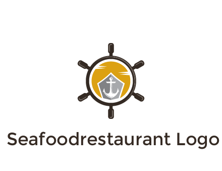 anchor in ship wheel travel logo