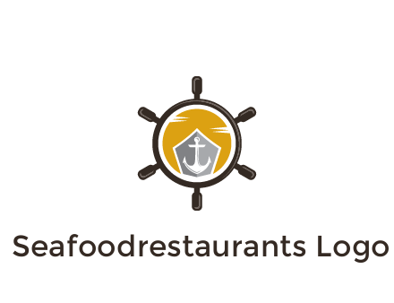 anchor in ship wheel travel logo