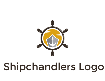 anchor in ship wheel travel logo