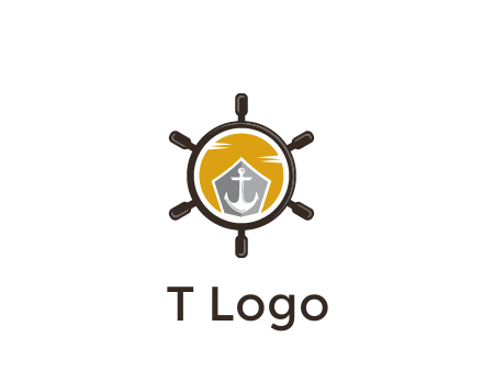anchor in ship wheel travel logo