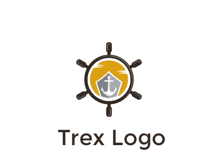 anchor in ship wheel travel logo