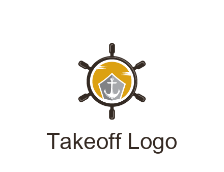 anchor in ship wheel travel logo