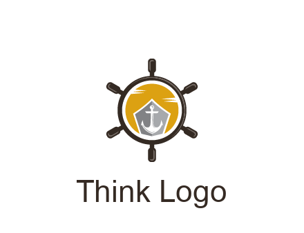 anchor in ship wheel travel logo
