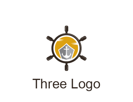 anchor in ship wheel travel logo
