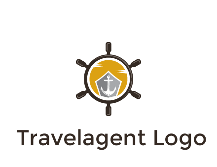 anchor in ship wheel travel logo