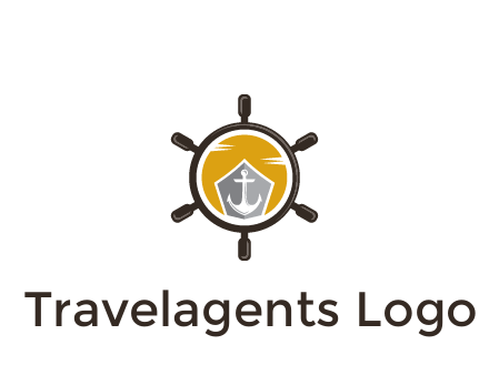 anchor in ship wheel travel logo