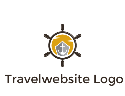 anchor in ship wheel travel logo