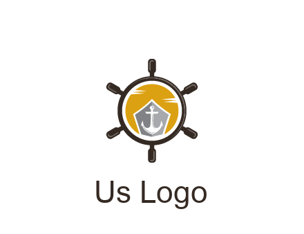 anchor in ship wheel travel logo