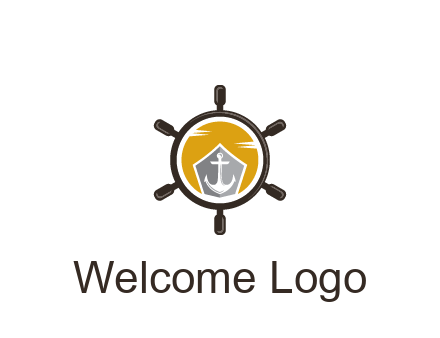 anchor in ship wheel travel logo