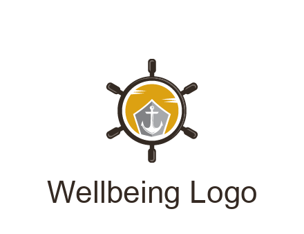 anchor in ship wheel travel logo