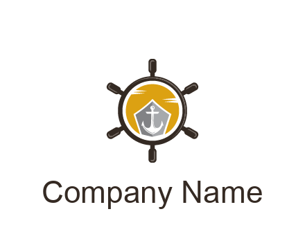 anchor in ship wheel travel logo