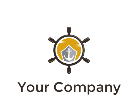 anchor in ship wheel travel logo