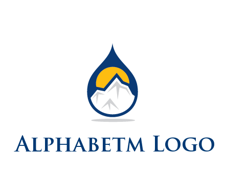 mountain and sun in droplet travel logo