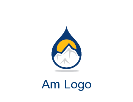 mountain and sun in droplet travel logo