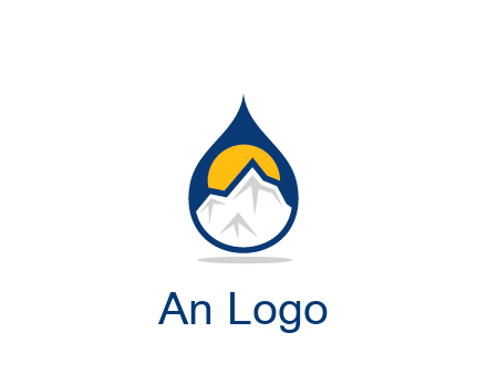 mountain and sun in droplet travel logo