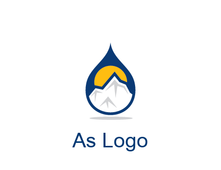 mountain and sun in droplet travel logo
