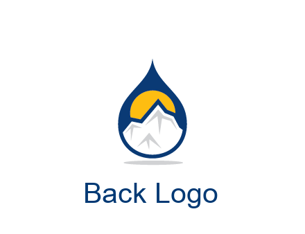 mountain and sun in droplet travel logo