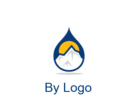 mountain and sun in droplet travel logo