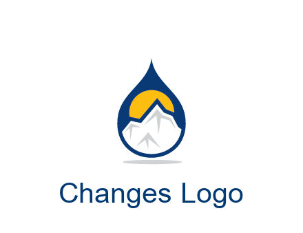 mountain and sun in droplet travel logo
